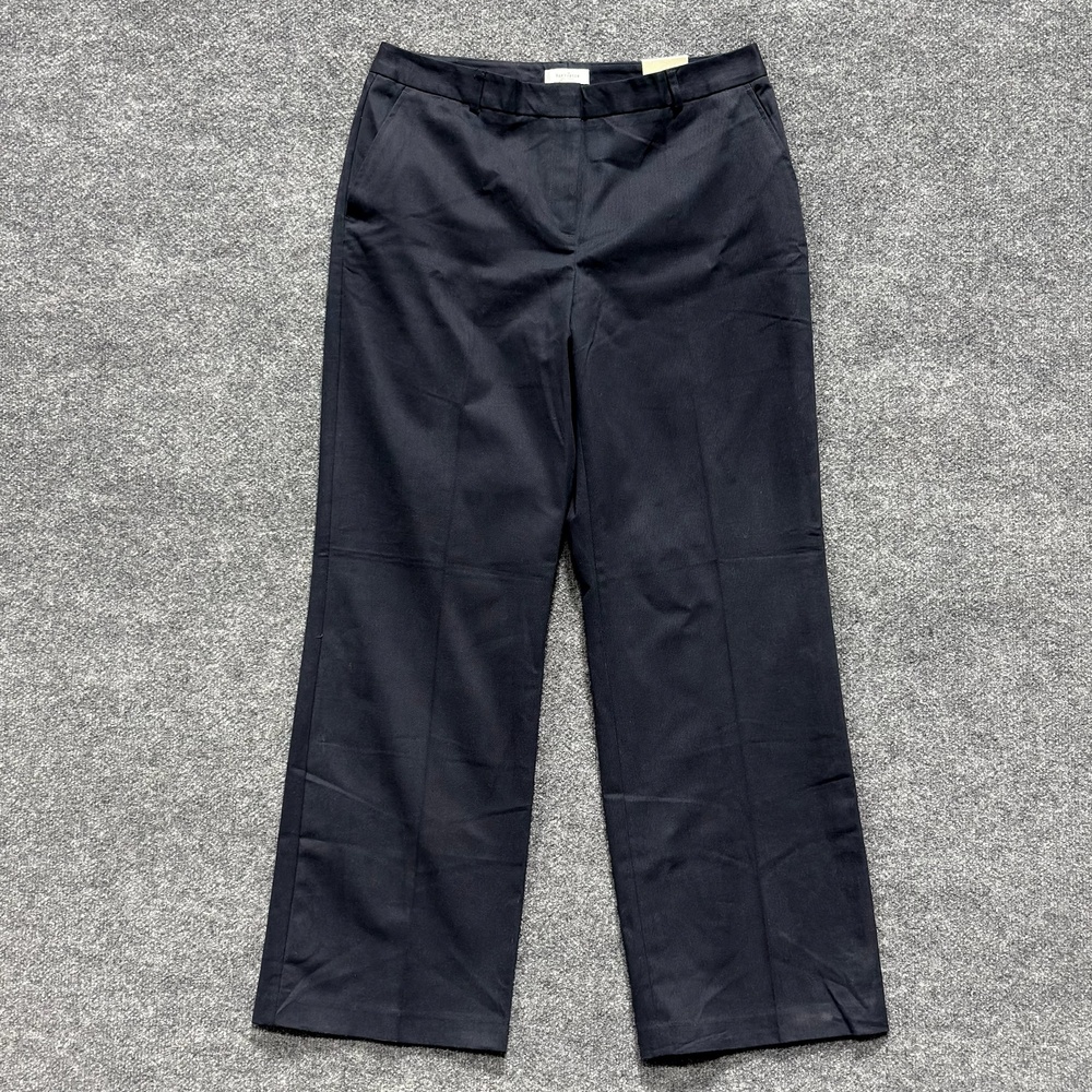 Van Heusen Pants Womens 12 Navy Twill Straight Leg Dress Wrinkle Free Business